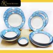 Camellia Blue Design Porcelain Dinnerware Set - High Quality