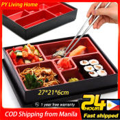 Divided To-Go Lunch Box with Sauce Container, Bento Box