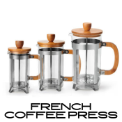 Bamboo Lid French Press Coffee Maker, Stainless Steel