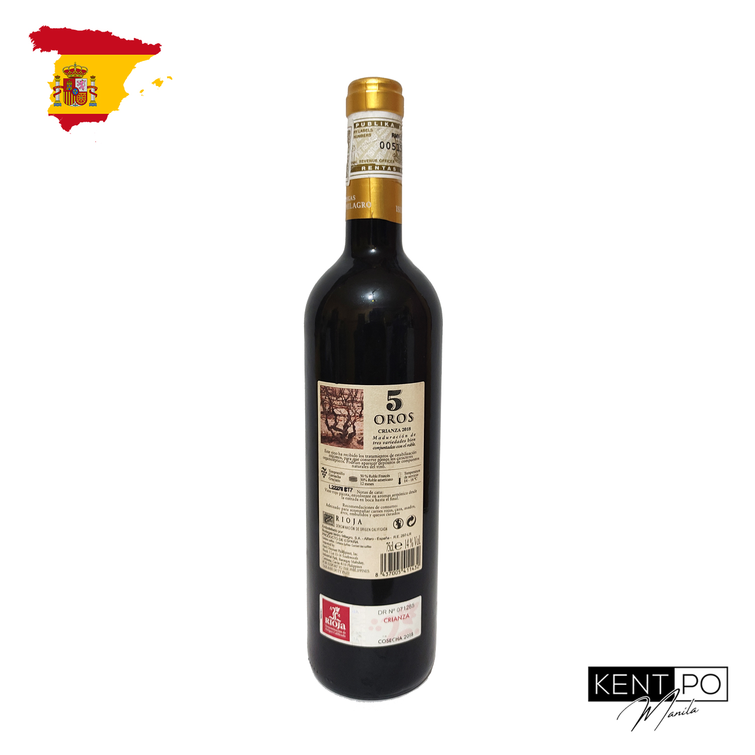 RED WINE IMPORTED BODEGAS ISIDRO MILAGRO 5 OROS CRIANZA 2018 75cl PRODUCT  OF SPAIN | Lazada PH