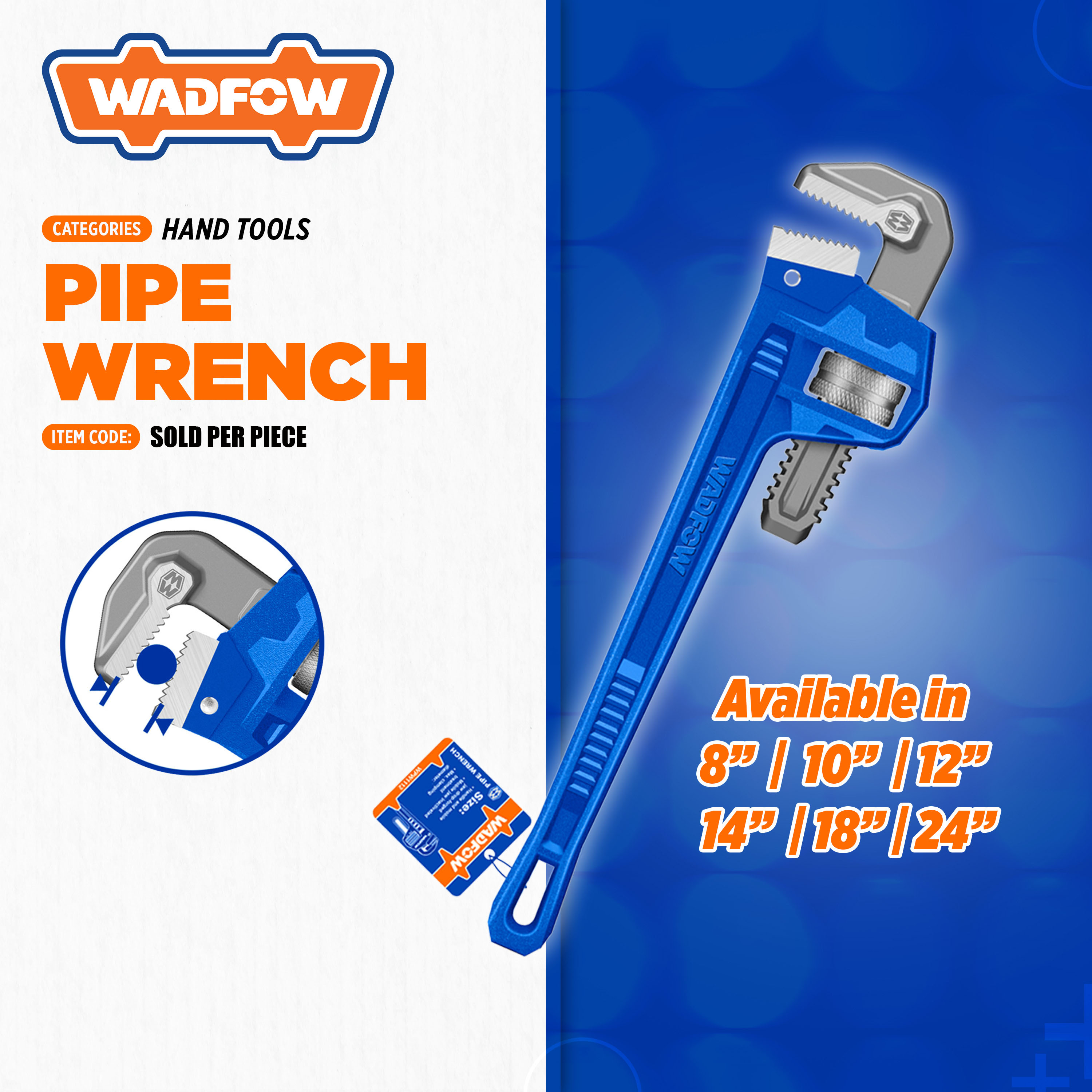 WADFOW Adjustable Pipe Wrench - Plumbing Hand Tool