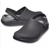 Crocs LiteRide Clog in Black Smoke Gray, Unisex Sandals