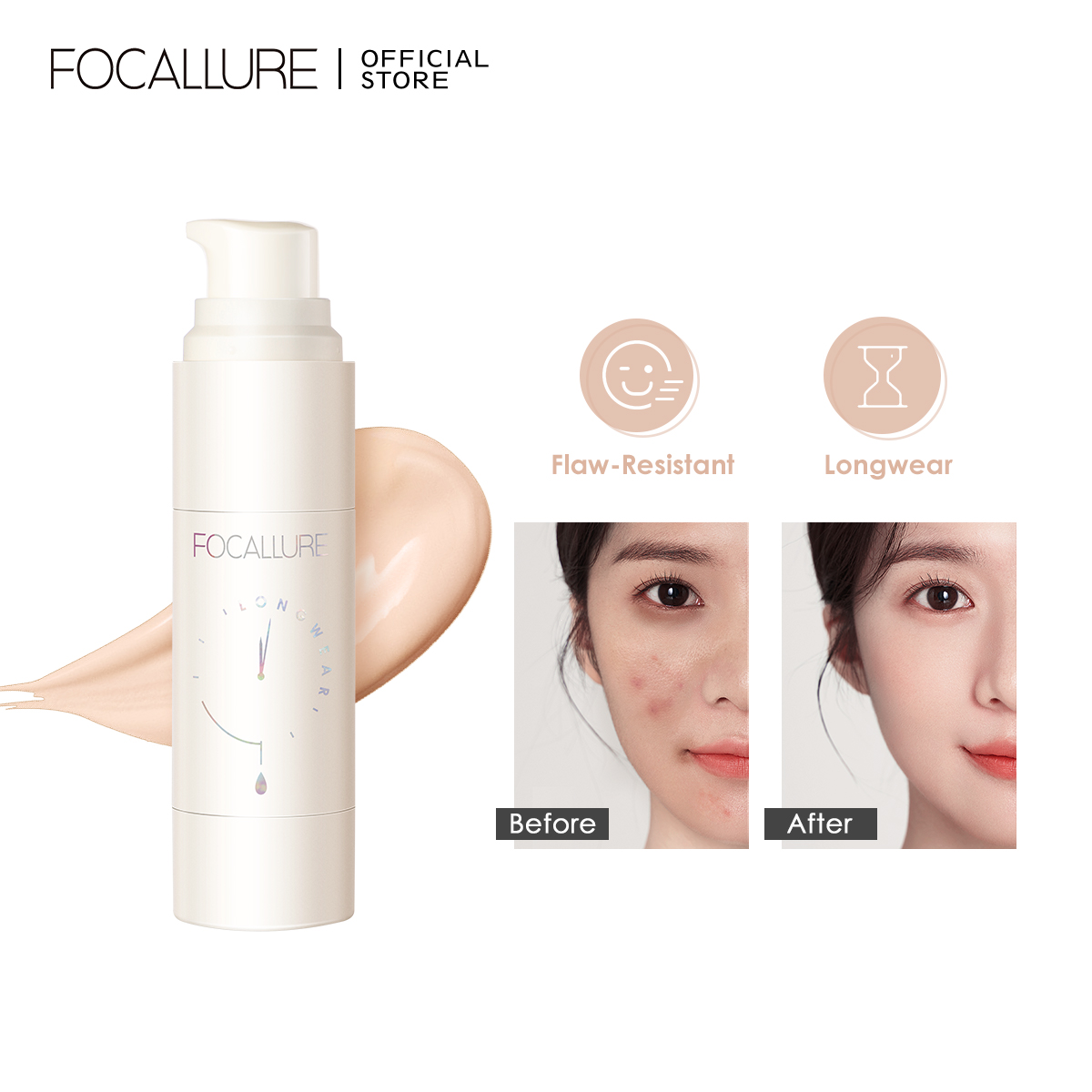 Discount on Focallure  shoes - SKU: FOCALLURE Long wear Waterproof BB Cream Oily skin Natural Coverage Oil-control Foundation Liquid Ski