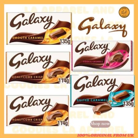 Galaxy Smooth Milk Chocolate Bar caramel Salted Caramel Cookie Crumble Honeycomb Crips UK