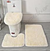 3-in-1 Fluffy Toilet Seat Cover & Bathmat Set