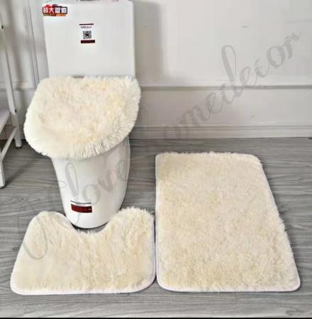 3-in-1 Fluffy Toilet Seat Cover & Bathmat Set