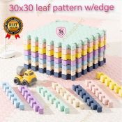 Skw Leaf Pattern Puzzle Mat with 9pcs Side Stripes