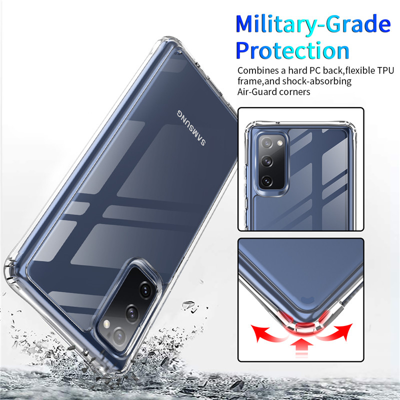 Transparent Acrylic TPU Case For Samsung Galaxy S22 Ultra,S21 Ultra , S20 Ultra , S20 FE , Samsung Note 20 Ultra , Note 10 Plus , S10 Plus , Samsung Galaxy A72 A52 A50s A32 5G Clear Anti-Scratch Shock Absorption Cover