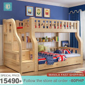 Solid wood bunk bed with ladder and storage - quality assured