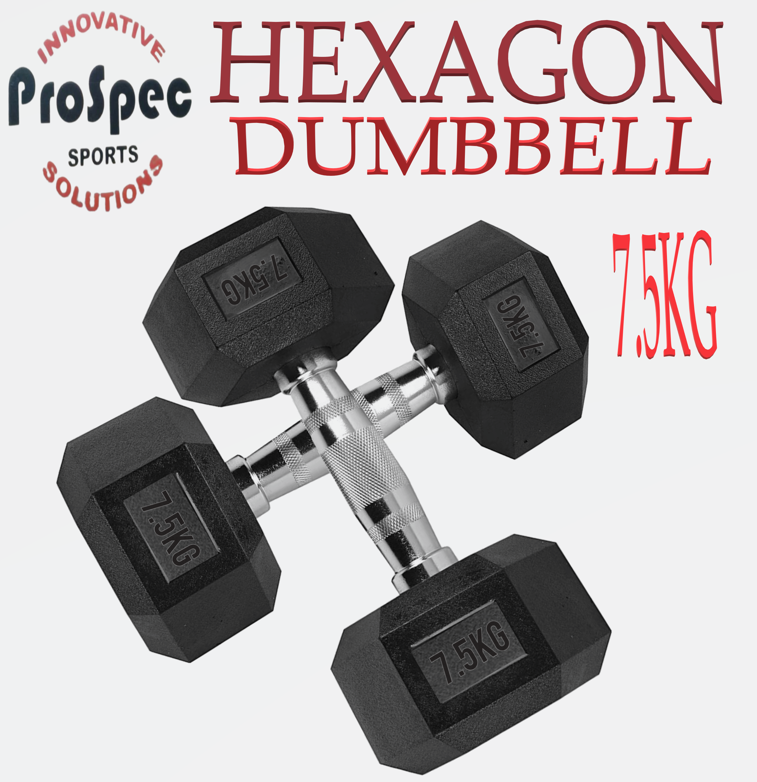 RUBX Rubber Coated Professional Exercise Hex Dumbbells (Pack of Two) 7.5 Kg  x 2pc (Total = 15 kg) Rs. 1730 