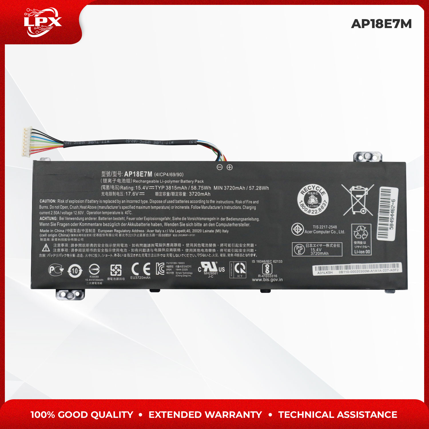 Acer Laptop Battery AP18E7M / AP18E7M(4ICP4/69/90) Replacement Type - Brand Acer Presyo 3,768 Piso*Libreng Shipping