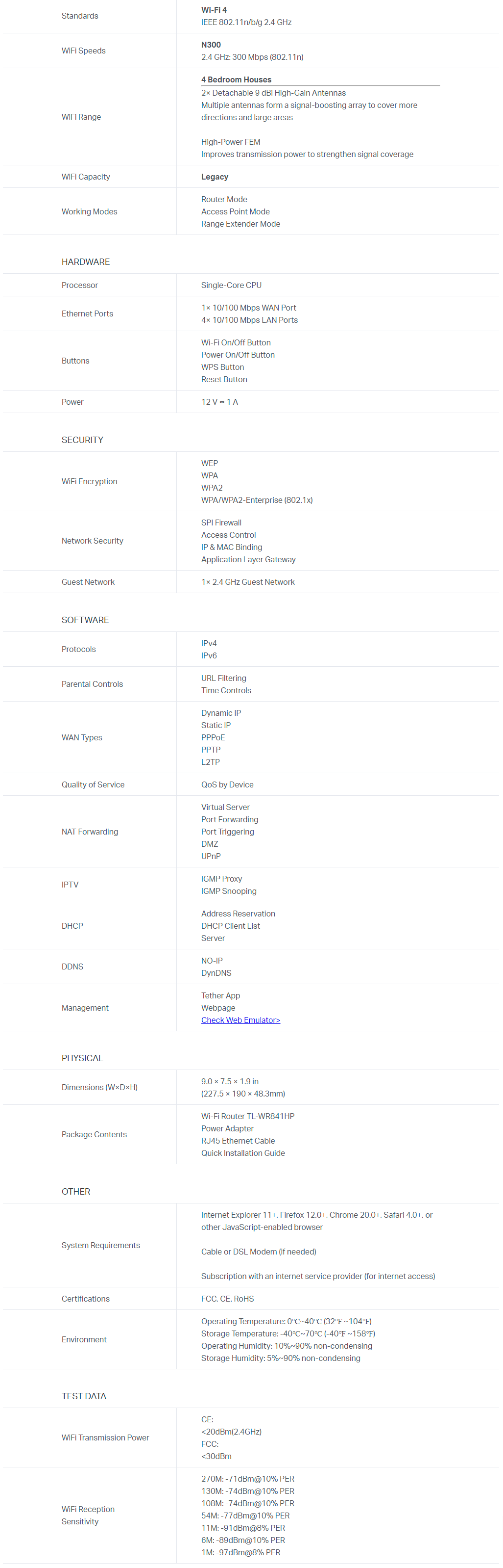 TP-Link TL-WR841HP 300Mbps High Power Wireless N Router