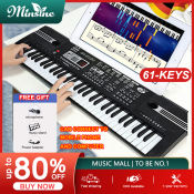 Minsine61 Key Electronic Piano with Microphone - Portable Keyboard