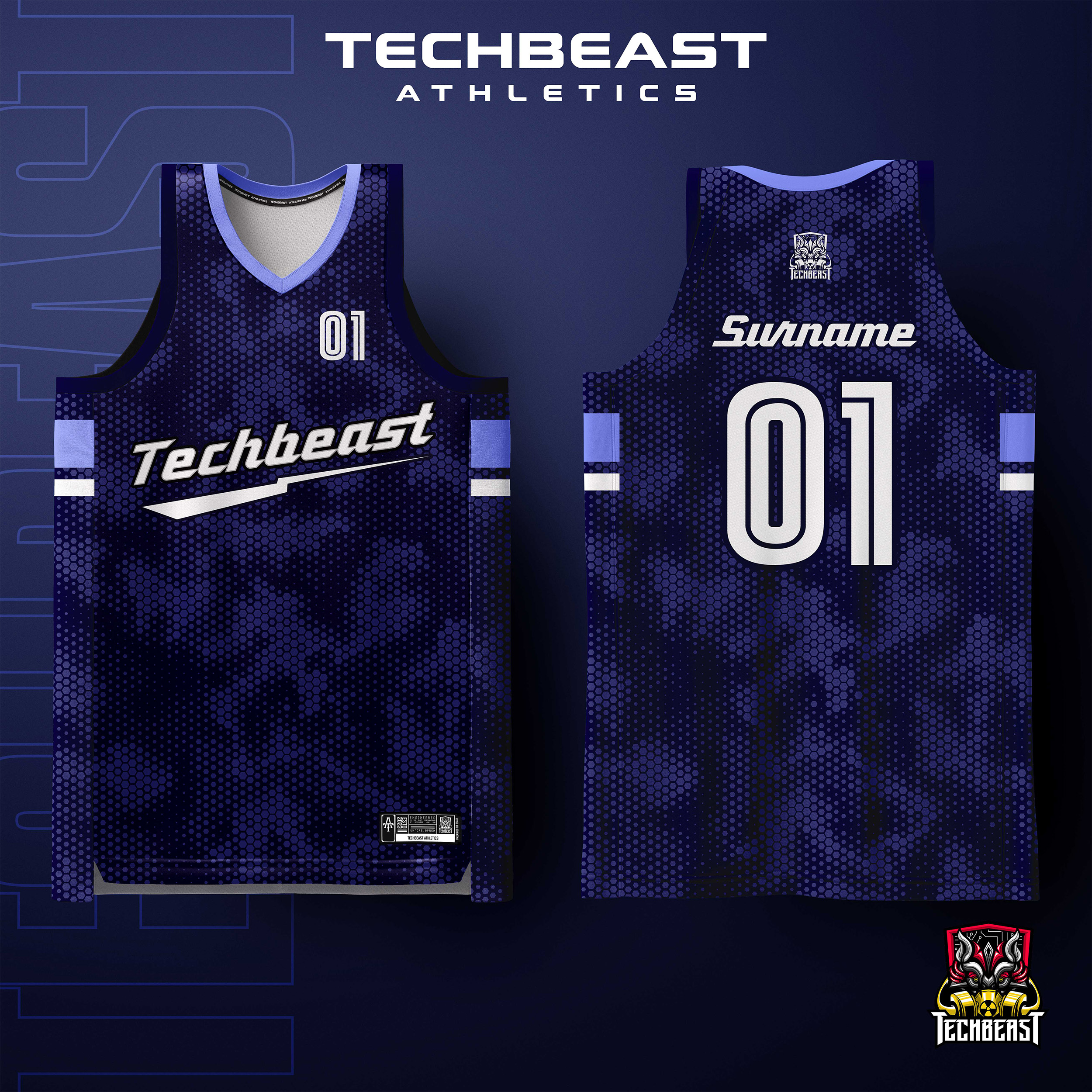 Hex Full Sublimation Basketball Jersey Techbeast CUSTOM NAME