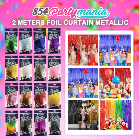 854partymania Metallic Foil Curtain Backdrop for Parties