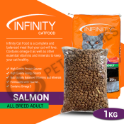 LKJ-1kg Infinity Cat Dry Food Salmon Flavor For All Breeds Adult Cats Best For Breeders