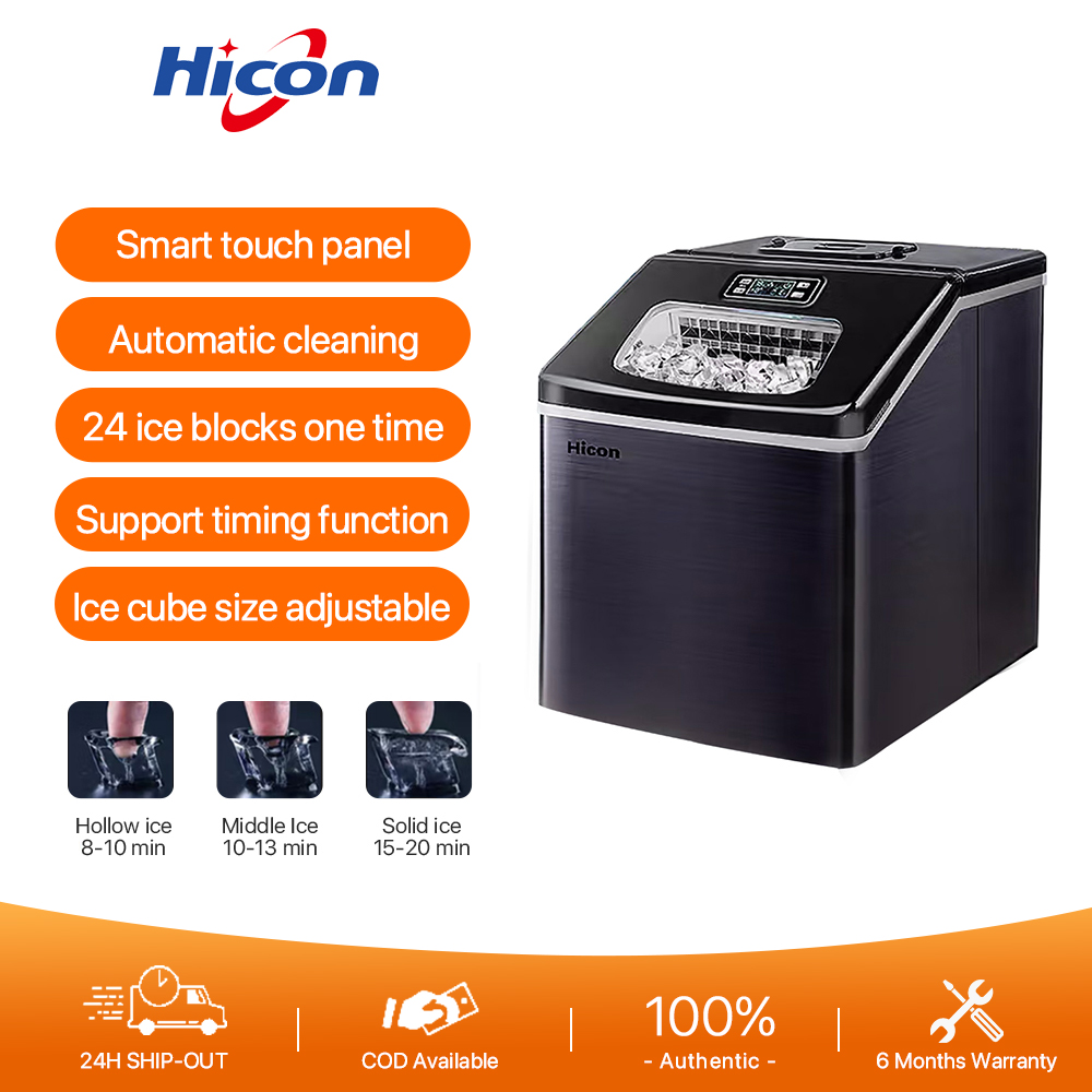 Hicon Commercial Ice Maker Machine Intelligent Touch Timing Function Automatic Household Ice Cube Maker 25KG/24H