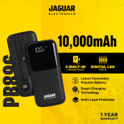 Jaguar Electronics 10000mAh Power Bank with Built-in Cable