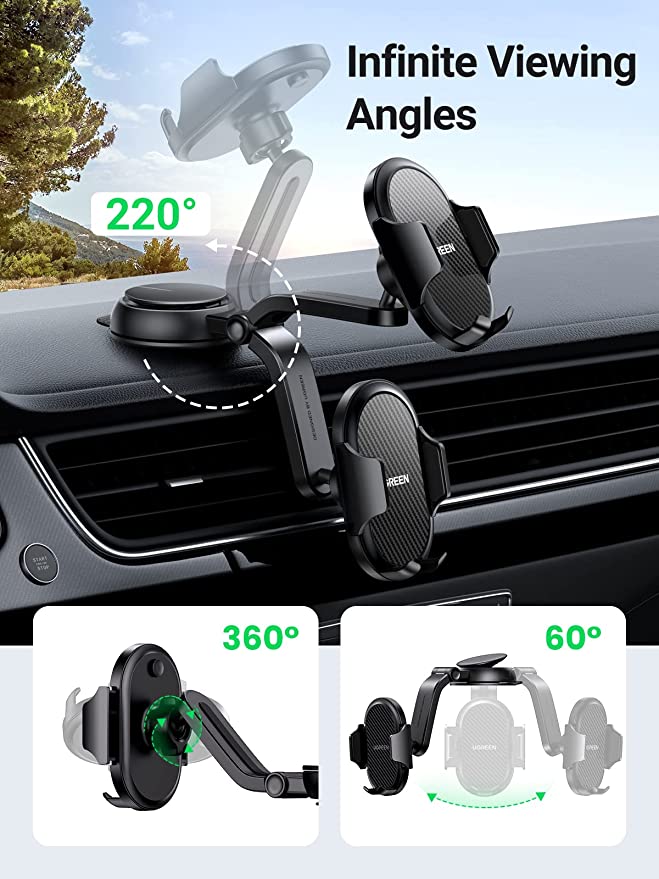 UGREEN Dashboard Car Phone Mount Waterfall-Shaped Suction Cup with 360 ...