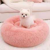 Cozy Donut Pet Bed for Dogs and Cats - Plush Cushion