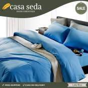 Casa Seda 4-in-1 Lake Blue Cotton Blend Bedsheet Set