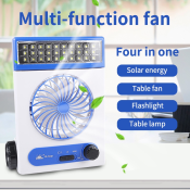 Rechargeable Solar Fan with LED Flashlight - OEM