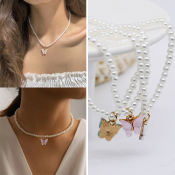 Korean Pearl Butterfly Necklace - Elegant Clavicle Chain Jewelry