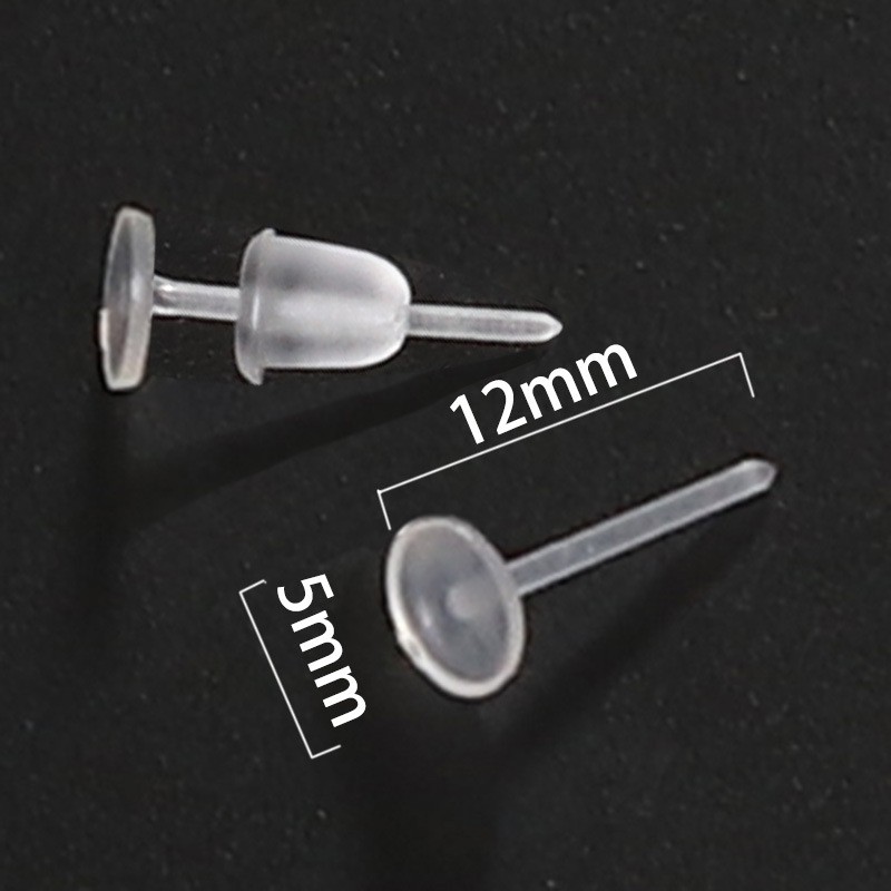 50/500pcs Clear Plastic Stem Rubber Anti-Allergy Ear Stud Replacement  Earrings