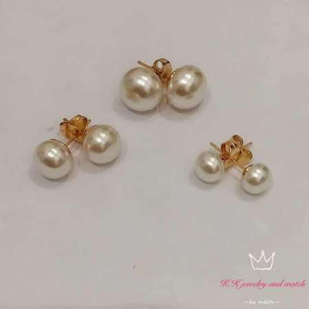 18k bangkok gold Pearl  Stud Earring