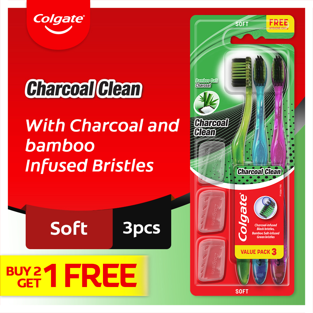 Lazada Philippines - Colgate Charcoal Clean Toothbrush Buy 2 Get 1 Free (ASSORTED)