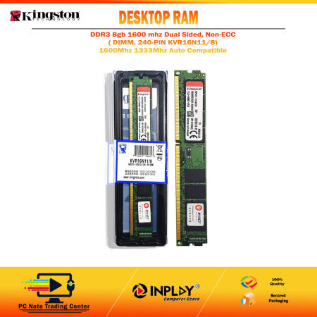 Kingston 8GB DDR3 RAM Dual Sided 1600MHz Desktop Memory