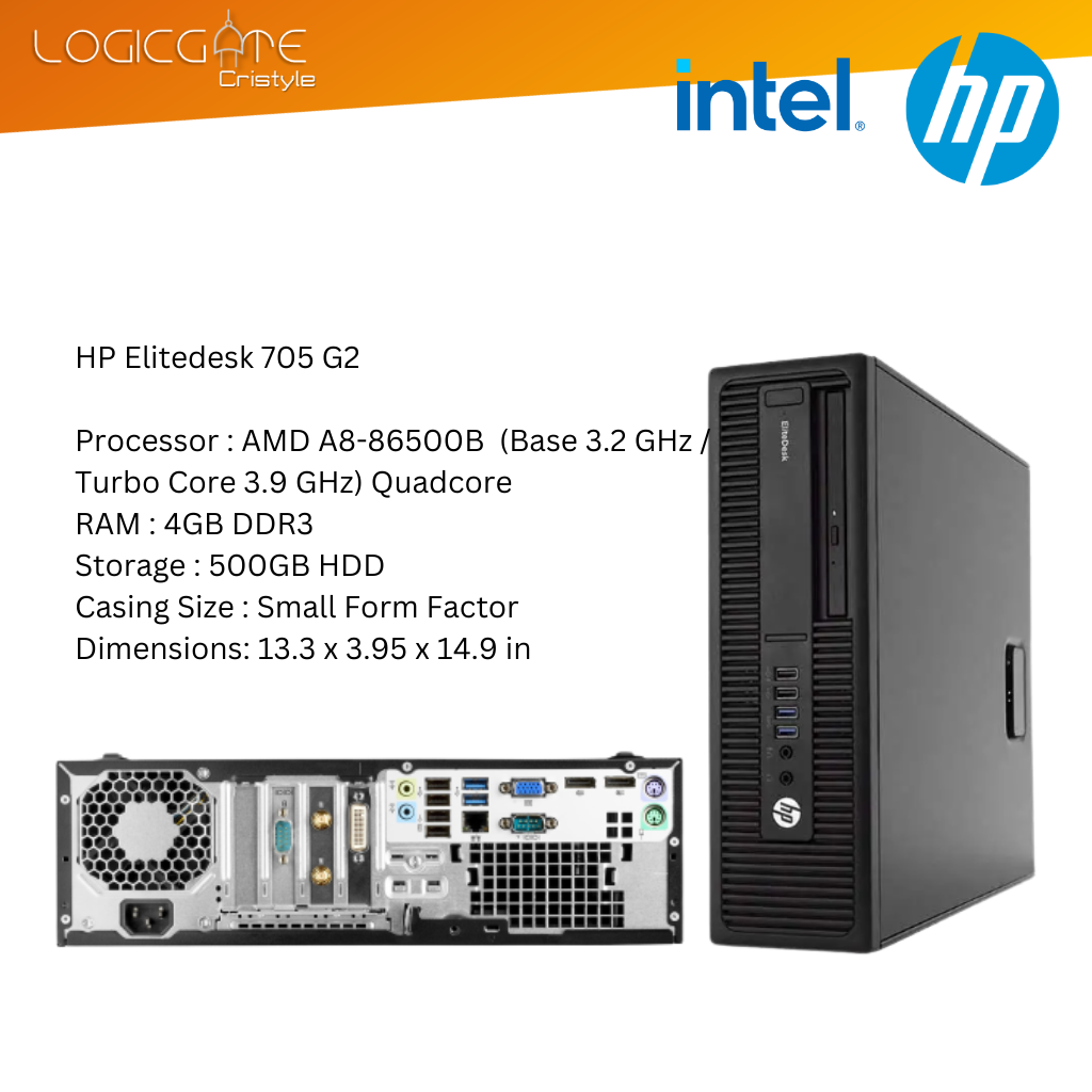 HP Elitedesk 705 G1 G2 G3 SFF AMD A8/A10 3.1ghz 4GB 500GB Quadcore