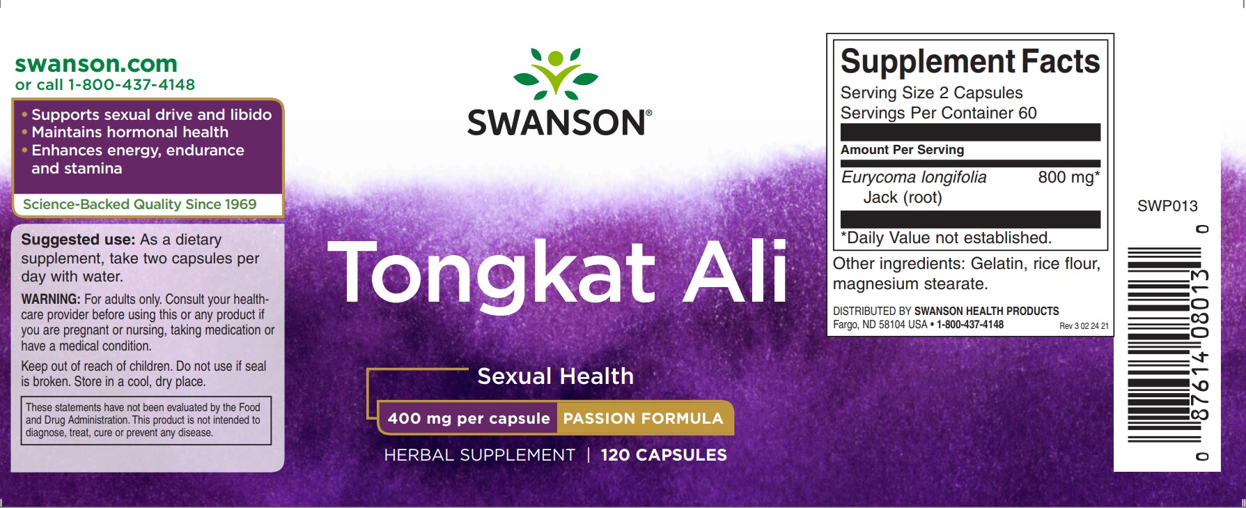 Swanson Tongkat Ali 400 MG 120 caps Sexual Health | Lazada PH