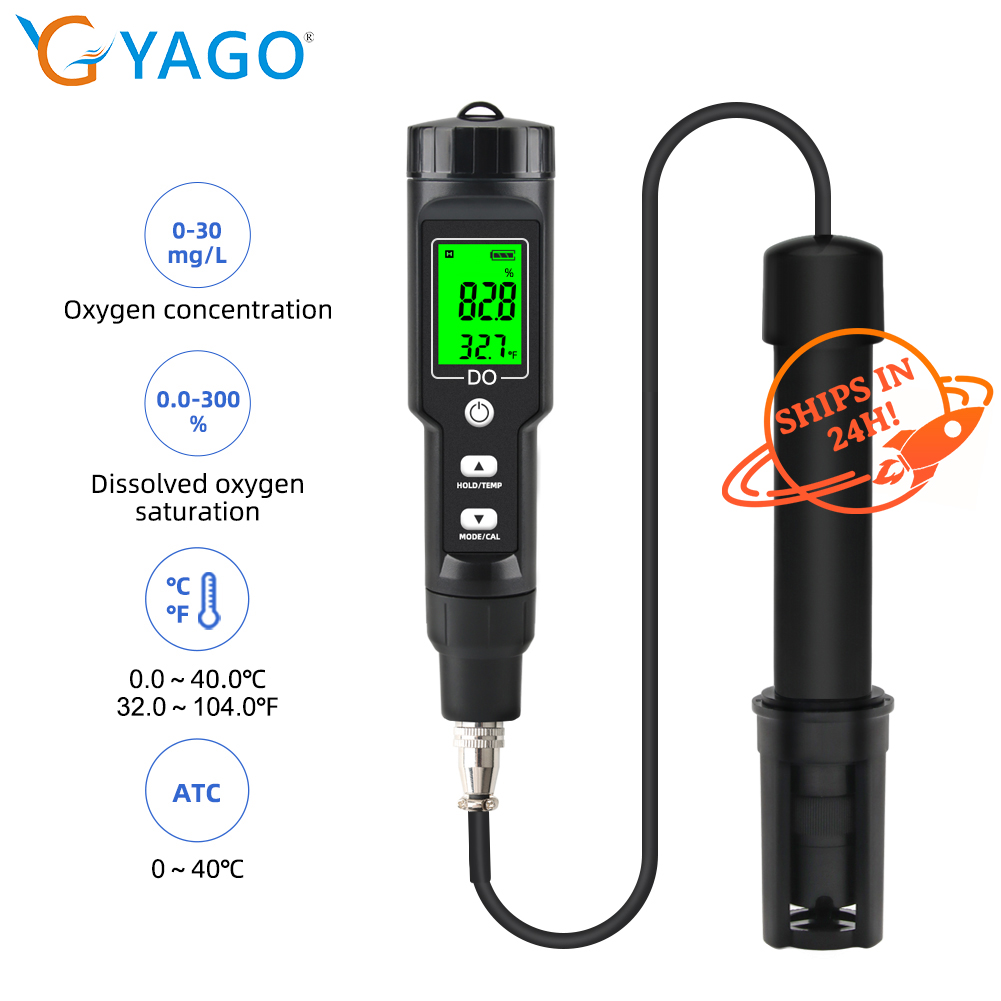 RCYAGO Digital Dissolved Oxygen Meter Temperature Meter Fish Pond Analyzer 0-40.00 Mg/L, 0.1mg/L With Electrode Filling Fluid For Quatic Fish Pond - Brand RCYAGO Presyo 4,399 Piso*Libreng Shipping