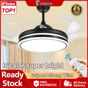 Gorgeous Modern Retractable Ceiling Fan with Light and Remote