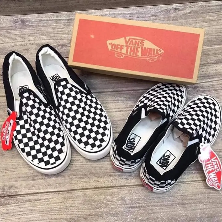 womens slip on vans checkered