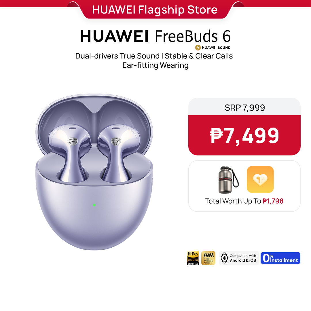 HUAWEI FreeBuds 6 Wireless Earphone / Dual-driver True Sound / Stable & Clear Calls / Ear-fitting Wearing