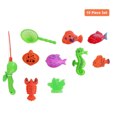 39/10PCS Children Fishing Toys Magnetic Fishing Game Rod Fish Hook Kid's Inflatable Pool (1)