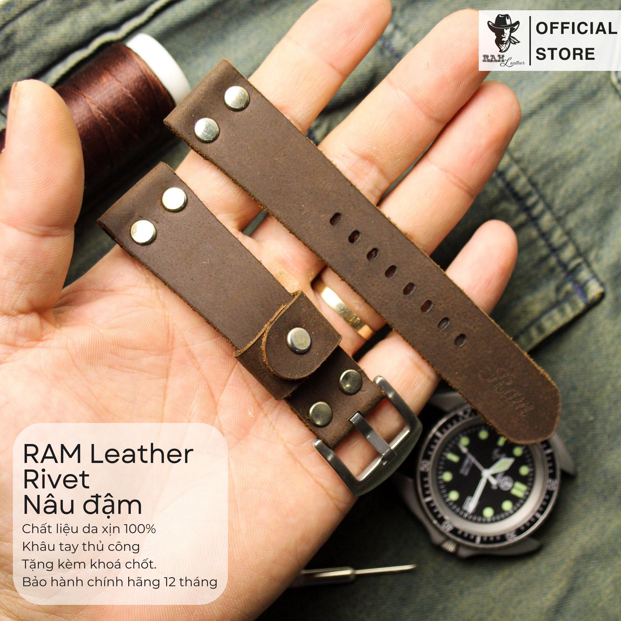 WATCH STRAPS DOUBLE COW LEATHER REAL