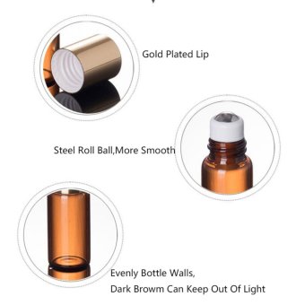 EsoGoal 5ml Amber Glass Roll-on Bottles With Stainless Steel Roller Ball For Essential Oil,Aromatherapy,Perfumes And Lip Balms,Set Of 6 - Intl June 2018 - 3 EsoGoal 5ml Amber Glass Roll-on Bottles With Stainless Steel Roller Ball for Essential Oil,Aromatherapy,Perfumes and Lip Balms,Set of 6 - intl - 3