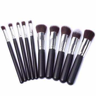 Kabuki 10 Pcs Professional Soft Make Up Brush Set (Black Silver) June 2018 - 4 Kabuki 10 Pcs Professional Soft Make Up Brush Set (Black Silver) - 4