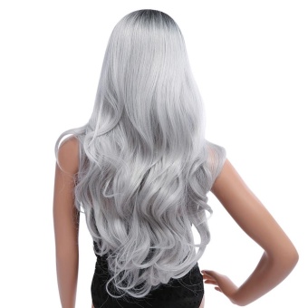 Ombre Long Black Mixed Grey Wigs Heat Resistant Synthetic Hair For Women - Intl July 2018 - 4 Ombre Long Black Mixed Grey Wigs Heat Resistant Synthetic Hair for Women - intl - 4