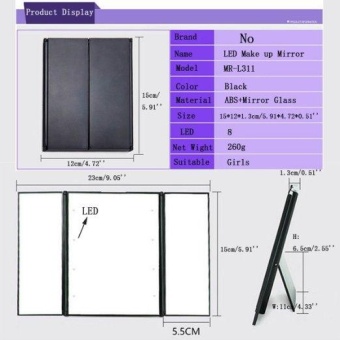 Vanity Folding Travel Illuminated Make Up Desktop Mirror W/ 8 LED Light - Intl June 2018 - 3 Vanity Folding Travel Illuminated Make Up Desktop Mirror w/ 8 LED Light - intl - 3