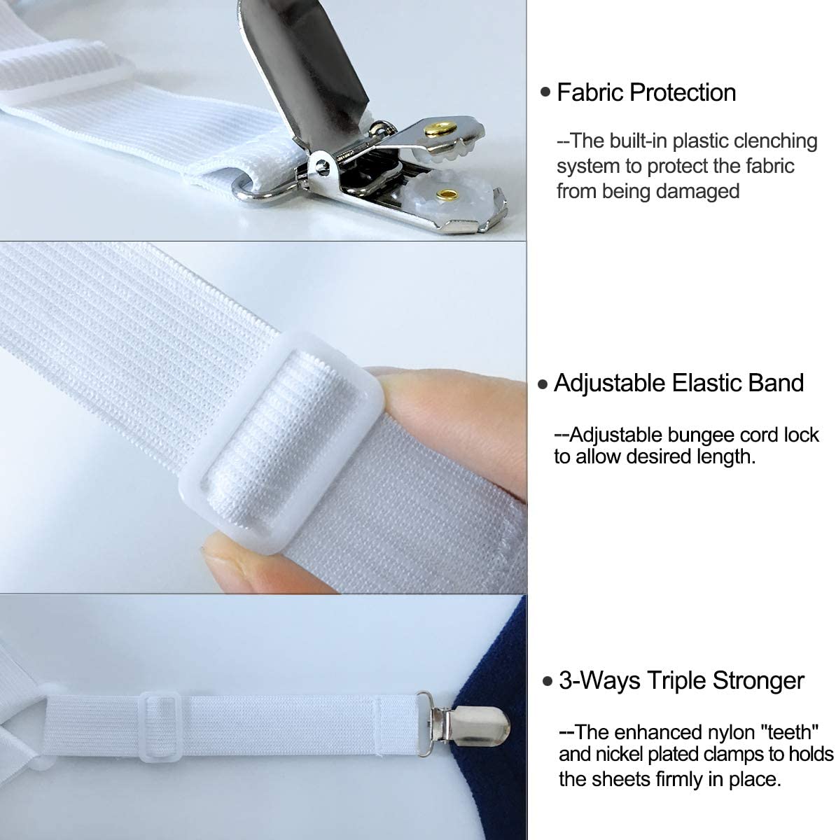 6 Sides Heavy Duty Triangle Bed Sheet Clip, Adjustable Elastic Sheet Straps  Suspenders Gripper Fastener Holder, Crisscross Bed Sheet Clip, Fit Round  and Square Mattresses, Keep Sheets in Place