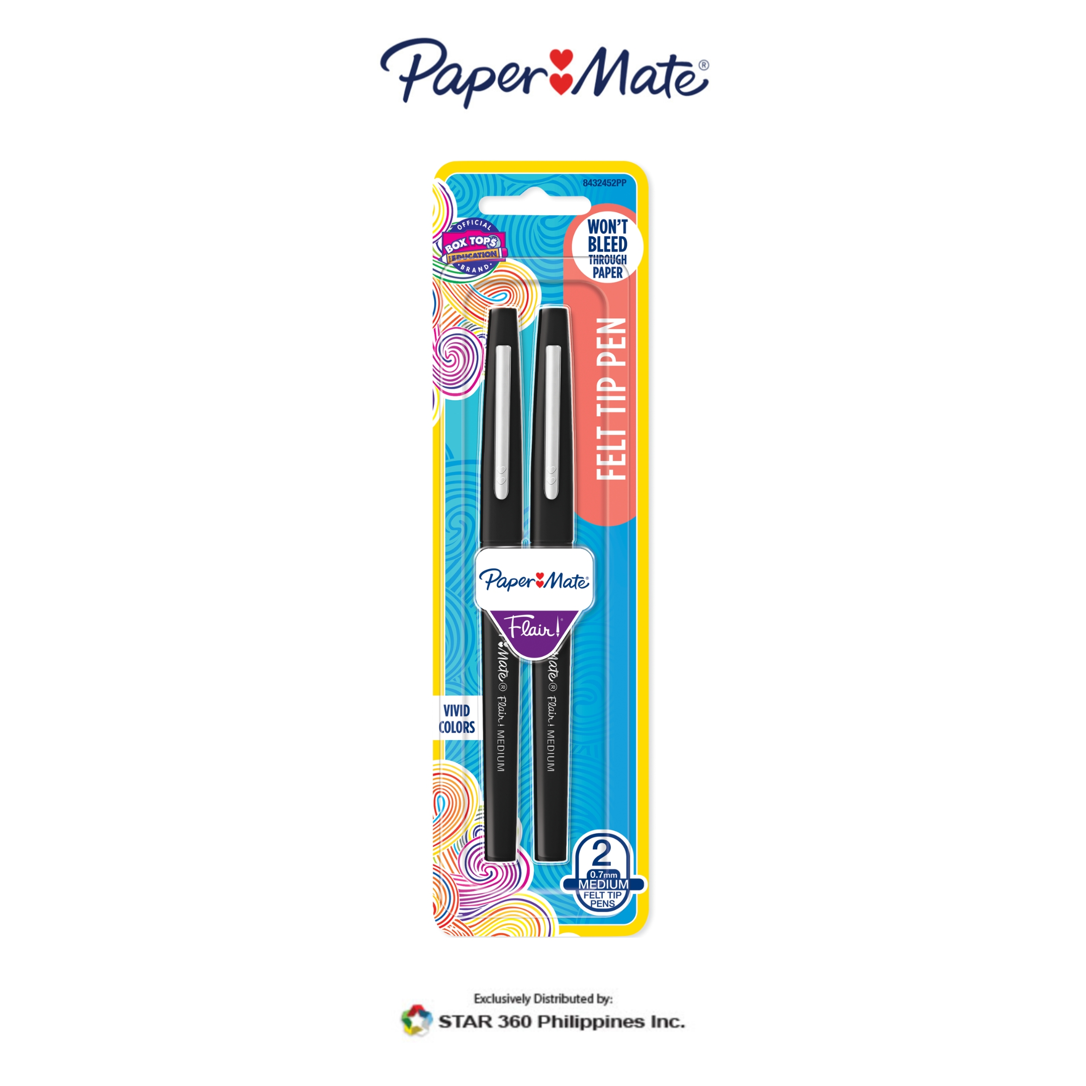 Paper Mate Flair Medium Felt Tip Pen Black 2ct