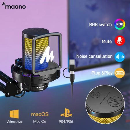 MAONO DM20 DGM20 Gaming Mic for PC and Type C Phone