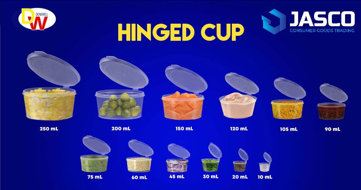 50 Pieces per pack Salad Cups with Cover and Hinged Cup with lid Sauce cup  By DrakesFoodPackaging