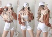 Vintage Bomber Varsity Baseball Jacket for Women