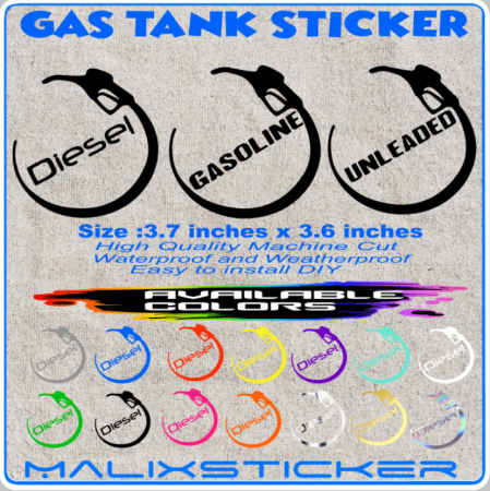 DIESEL / GASOLINE / UNLEADED  CAR GAS TANK STICKER