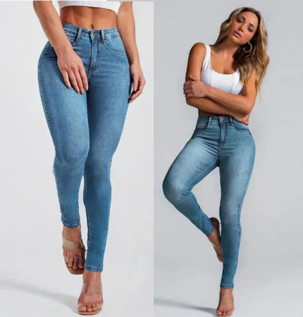 Sky Blue High Waist Skinny Jeans for Women